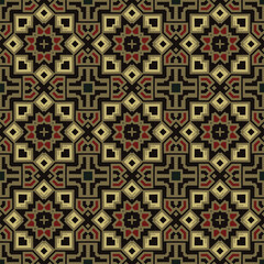 Fototapeta na wymiar Creative trendy color abstract geometric seamless pattern in black brown gold, can be used for printing onto fabric, interior, design, textile, carpet, tiles.
