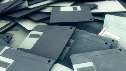 3d rendered illustration of A lot of retro Floppy Disks. High quality 3d illustration
