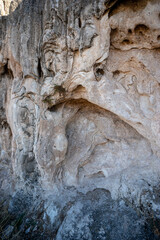 Fototapeta na wymiar Roman bath ruins and hot water, rock forms. Karabük, Turkey