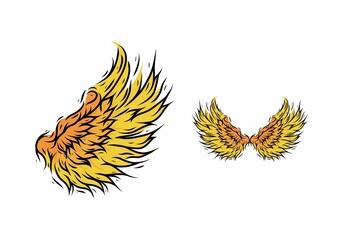 Obraz premium Illustration drawing of yellow wings