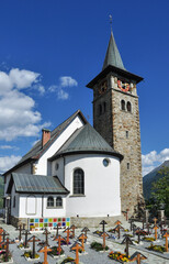 Obraz premium Swiss Church in the Alpine Village of Ried-Morel