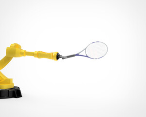 Industrial robot playing tennis