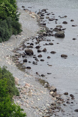 Close-up view of the pebbles beach beneath the white steep coast near the Kap Arcona on the Island of Ruegen, Germany, Europe

