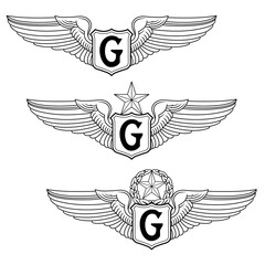 U.S. Air Force G Wing - Vector G Wing Badge Set is an illustration that includes the basic, senior and master Air Force G Wing or Glider Wings. This complete set is used for the Air Force.