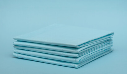 Disposable medical blue diapers. Absorbent for children and the elderly.