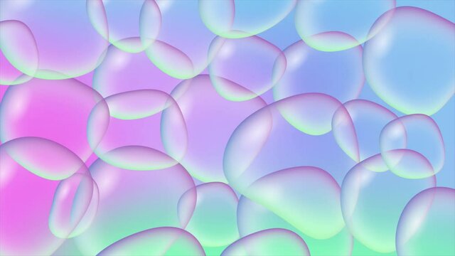 Animation of colorful soap bubbles. Abstract floating shampoo or suds on gradient rainbow background. Looped live wallpaper. animated stock footage