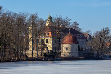 Hermsdorf Castle . Castle on the lake near Dresden, Germany, Europe