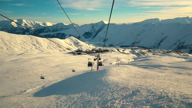 Ski snow winter resort people mountains beautiful view