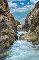 Fototapeta na wymiar California nature - landscape, beautiful cove with rocks on the seaside in Garrapata State Park. County Monterey, California, USA. Long exposure photo.