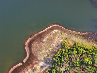 Aerial view of the lake.  Chakkaphong Reservoir ( Khao Ito ),  Prachin Buri, Thailand. 