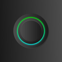 Blank power button in vivid electric green and blue colors. 3D effect in vector, jpg and EPS10.