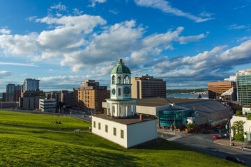 The 120 year old iconic town clock Halifax, an historic landmark of Halifax, Nova Scotia - obrazy, fototapety, plakaty