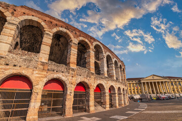 Verona Italy, city skyline at Verona Arena (Colosseum) - obrazy, fototapety, plakaty