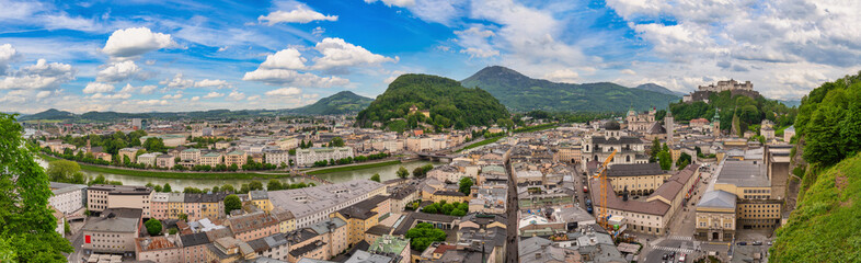 Fototapeta na wymiar Salzburg Austria, panorama city skyline of Salzburg city and Fortress Hohensalzburg