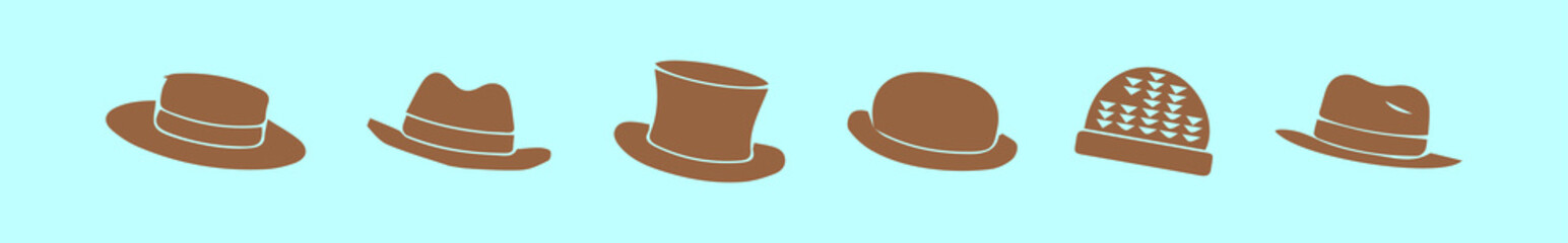 set of hat cartoon icon design template with various models. vector illustration isolated on blue background