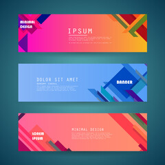 Set of abstract vector banners design. Collection of web banner template. modern template design for web, ads, flyer, poster with 3 different colors
