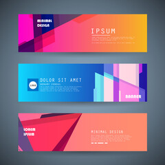 Set of abstract vector banners design. Collection of web banner template. modern template design for web, ads, flyer, poster with 3 different colors
