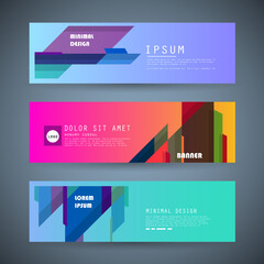 Set of abstract vector banners design. Collection of web banner template. modern template design for web, ads, flyer, poster with 3 different colors
