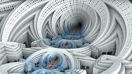 Bizarre 3D fractal background with recursive structures and shapes. - obrazy, fototapety, plakaty