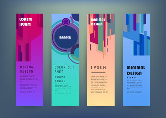 Set of abstract vector banners design. Collection of web banner template. modern template design for web, ads, flyer, poster with 3 different colors
