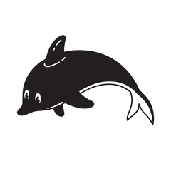 dolphin fish vector icon shark logo whale symbol sign character cartoon illustration design