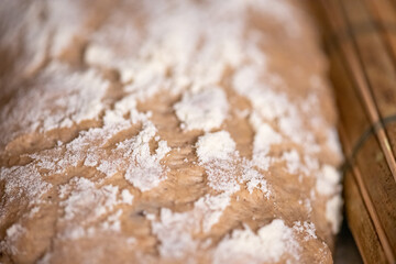 Piece of bread on the table