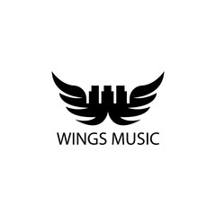 music wing logo vector illustration piano design