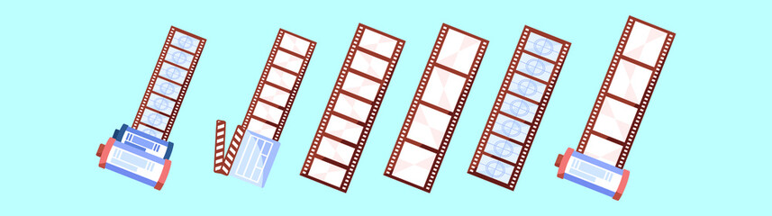 set of photo negative cartoon icon design template with various models. vector illustration isolated on blue background