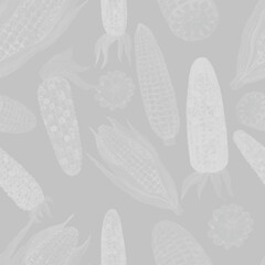 Corn cob grain leaves. hand-drawn watercolor illustration. Print textile matern seamless vintage retro sketch. Agriculture farm harvest