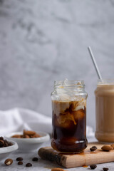 Almond milk iced coffee, refreshing energizing drink