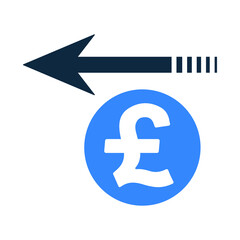 Back arrow, business, pound sterling, cash back icon. Editable vector isolated on a white background.