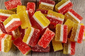 Wonderful layered fruity marmalade closeup.