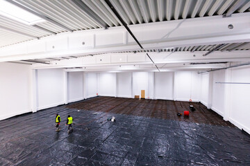 Warehouse construction site. Building a new industrial hall