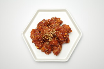fried chicken bites with spicy glaze (korean food 'Dakgangjeong')