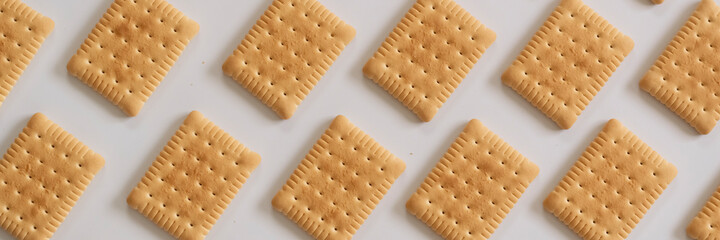Sweet biscuits pattern on white background