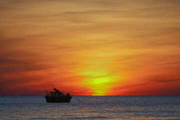 ship at sunset