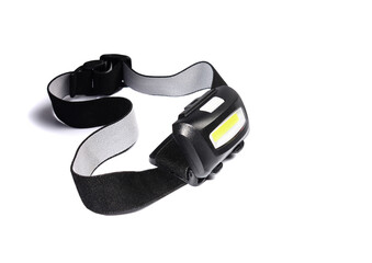 LED headlamp isolated on white background. top view.