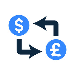 Dollar, pound, money exchange icon. Simple Vector graphics.