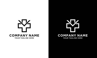 Obraz premium V Initial Letter cross medical logo vector template