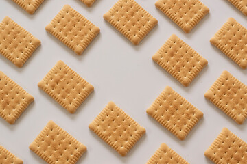 Sweet biscuits pattern on white background