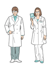 Fototapeta premium 人物イラスト 薬剤師 全身
