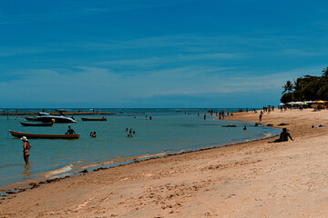 Fototapeta na wymiar Paisagem da Praia dos pescadores em Arraial D'Ajuda, Porto Seguro, Bahia, Brasil