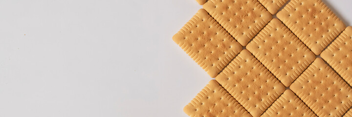 Sweet biscuits on white background with space for text