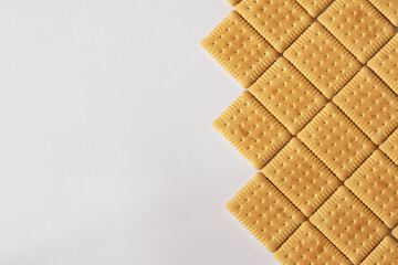 Sweet biscuits on white background with space for text