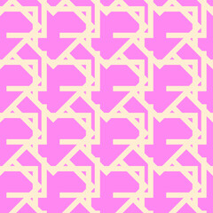 Fototapeta premium Trendy abstract background, yellow lines on pink, seamless pattern, vector illustration