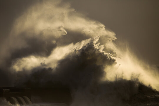 big wave during a storm in Porto, Portugal