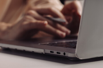 Close-up photo of laptop type-c ports