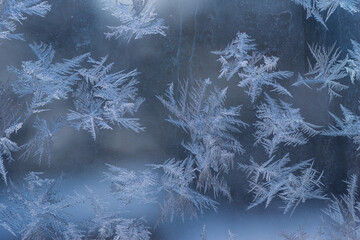 Beautiful patterns on frosty window