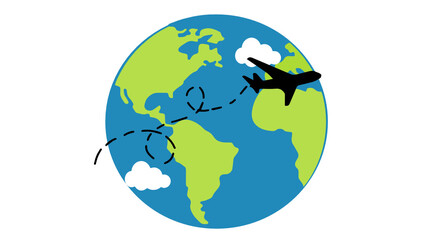 earth globe, airplane traveling