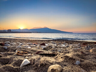 Sunset at San Amaro beach in Ceuta Spain
